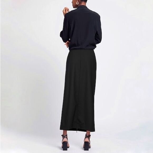 Gauchere A-line Exposed Zipper Wool Midi Skirt in Black Size 34 2 US - Picture 2 of 11